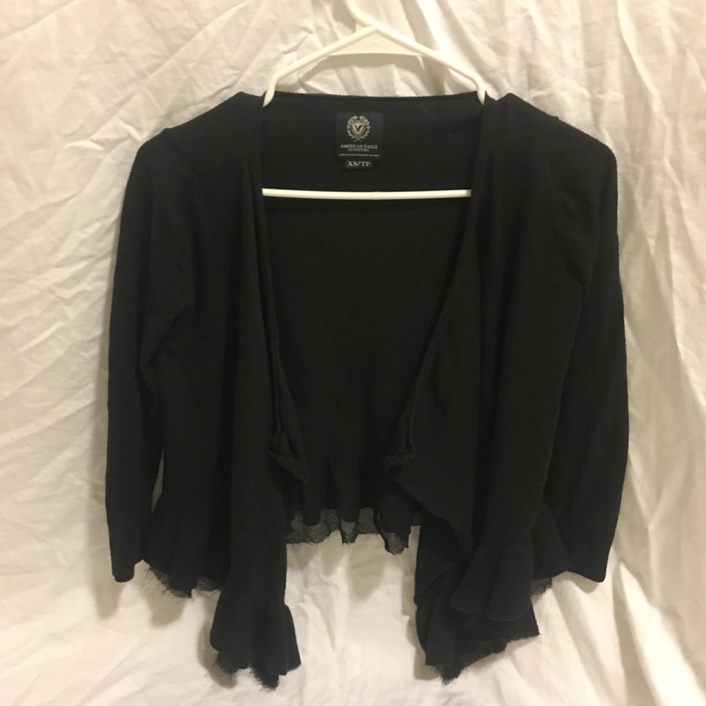 Ruffle bottom cardigan